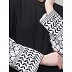 Front open Keffiyeh Embroidery sleeves Abaya- Black